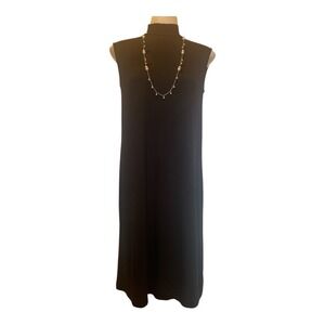 Armine Black Mock Neck Sleeveless Midi Dress Minimalist Chic Size 12‎